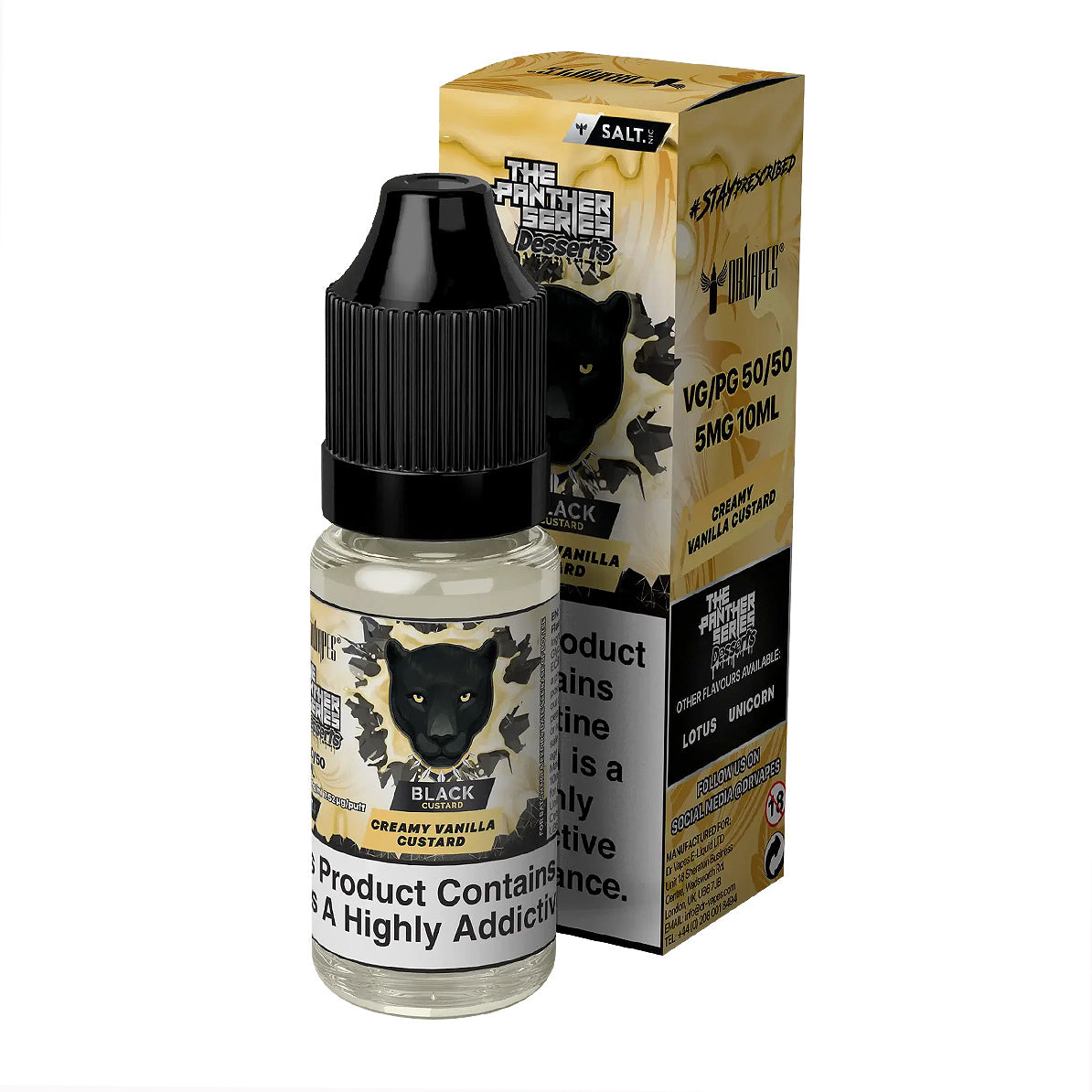 Black Custard 10ml Nicotine Salt by Dr Vapes Panther Series Salt