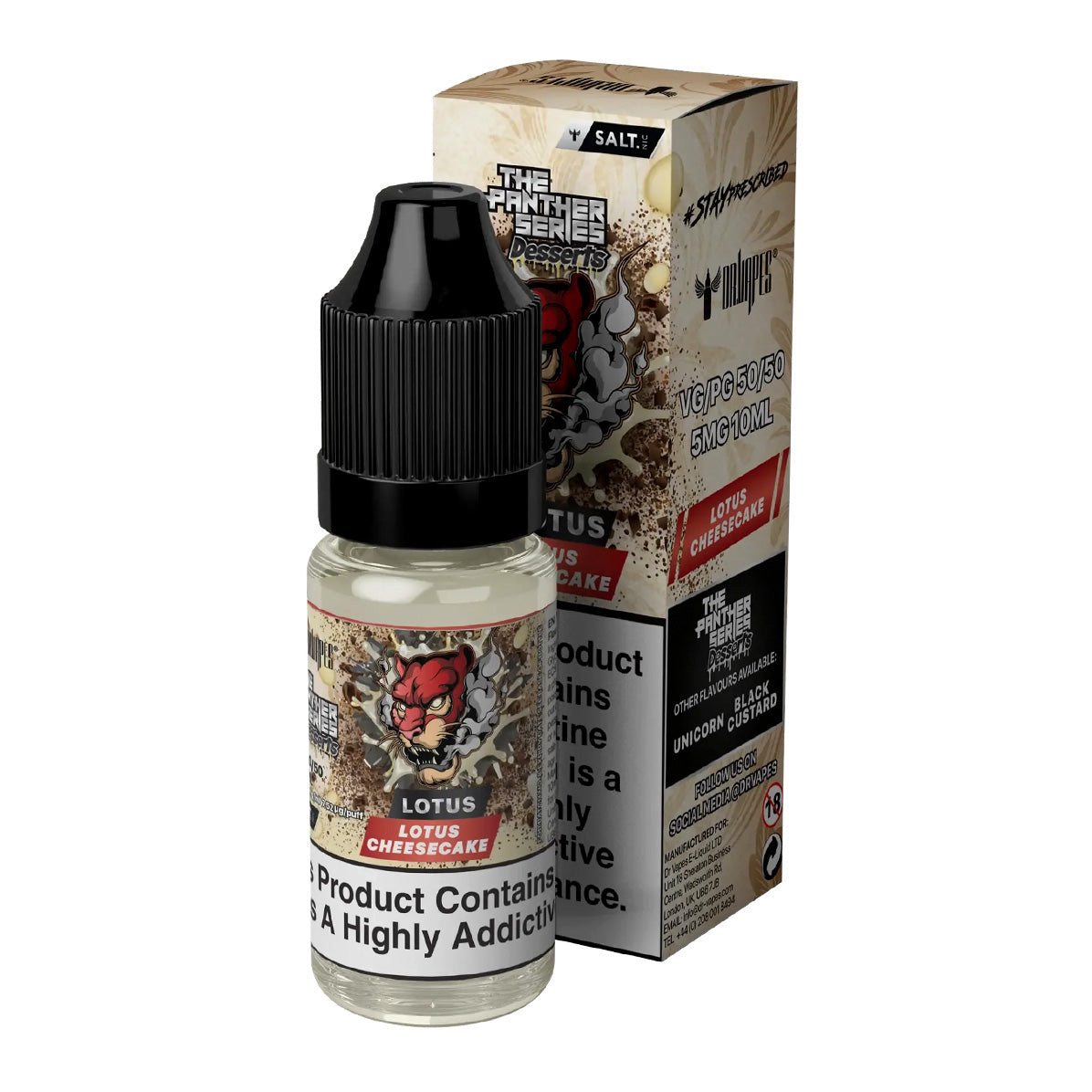 Lotus Cheesecake 10ml Nicotine Salt by Dr Vapes Panther Series Salt