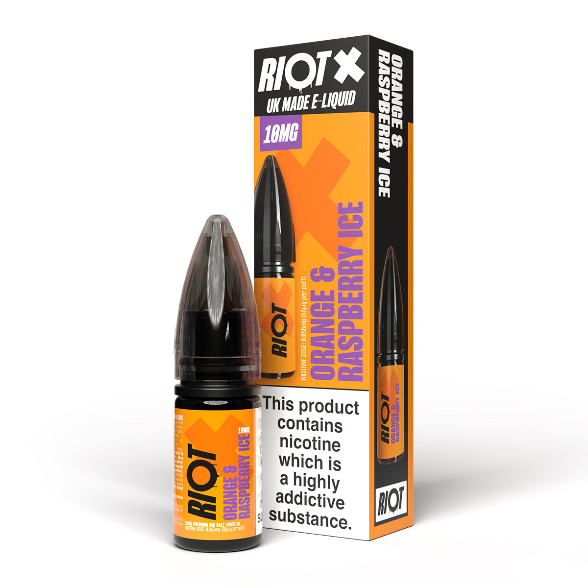 Orange & Raspberry Ice 10ml Nicotine Salt by Riot X Salt